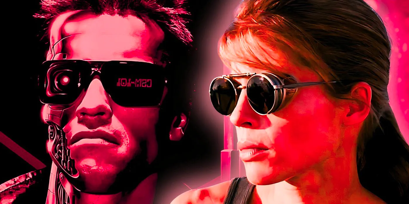 Sarah Connor (Linda Hamilton) and the Terminator (Arnold Schwarzenegger) from T2 - Judgement Day Image