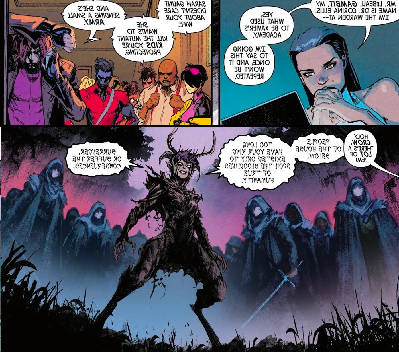 sarah gaunt's army attack the x-men Image