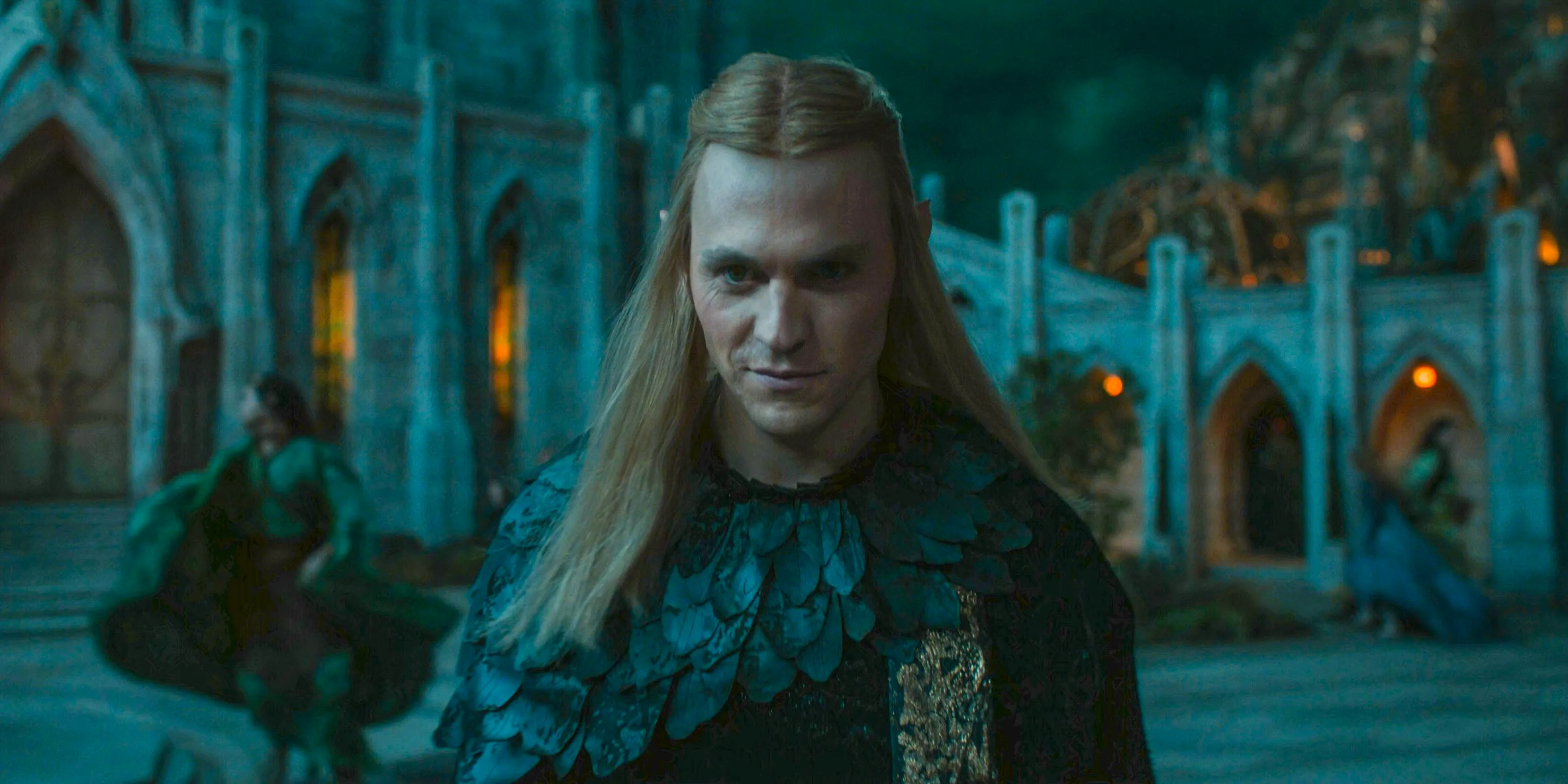 Sauron (Charlie Vickers) looking evil before the invasion of Adar's army to Eregion in The Lord of the Rings: The Rings of Power Season 2 Episode 6 Image