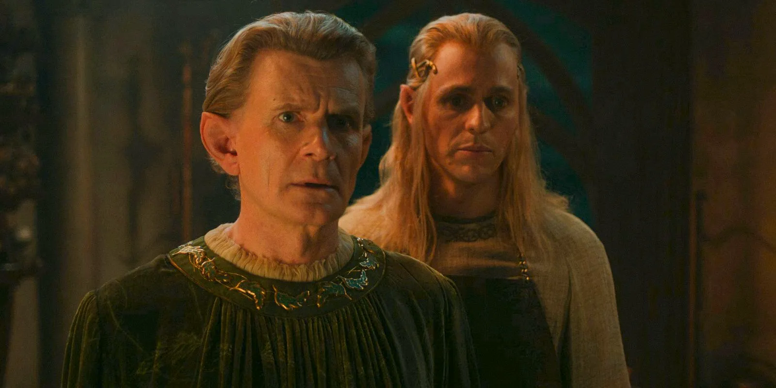 Sauron (Charlie Vickers) manipulating Celebrimbor (Charles Edwards) in The Lord of the Rings: The Rings of Power. Image