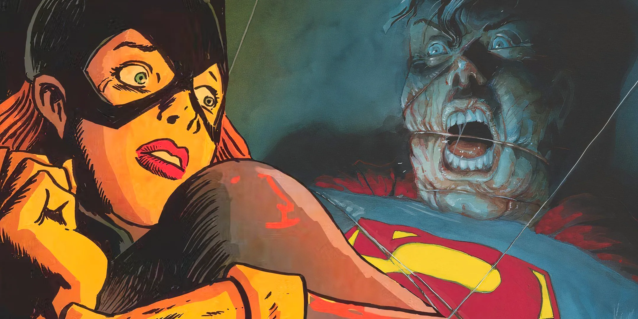 Scared Batgirl Sees Superman in Pain Featured DC Image