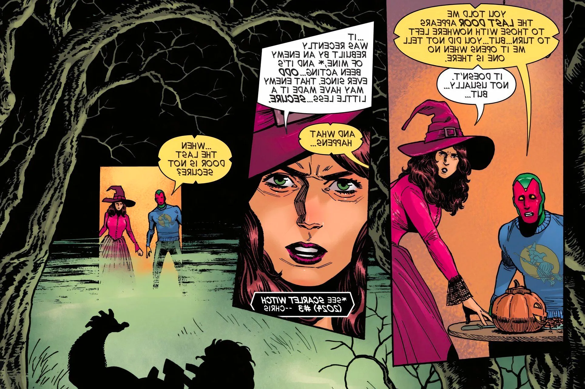 Scarlet Witch discovers the Witches' Road behind the Last Door. Image