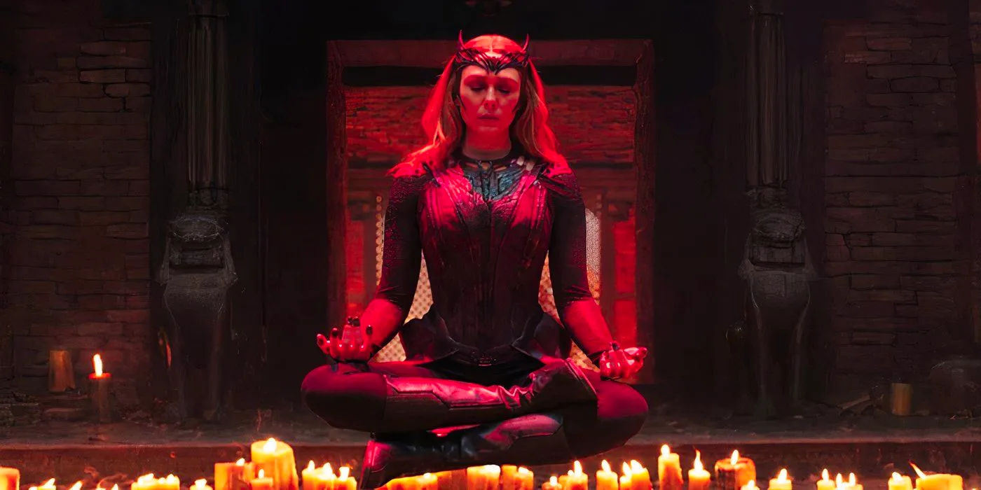 Scarlet Witch dreamwalking above candles in Doctor Strange in the Multiverse of Madness Image