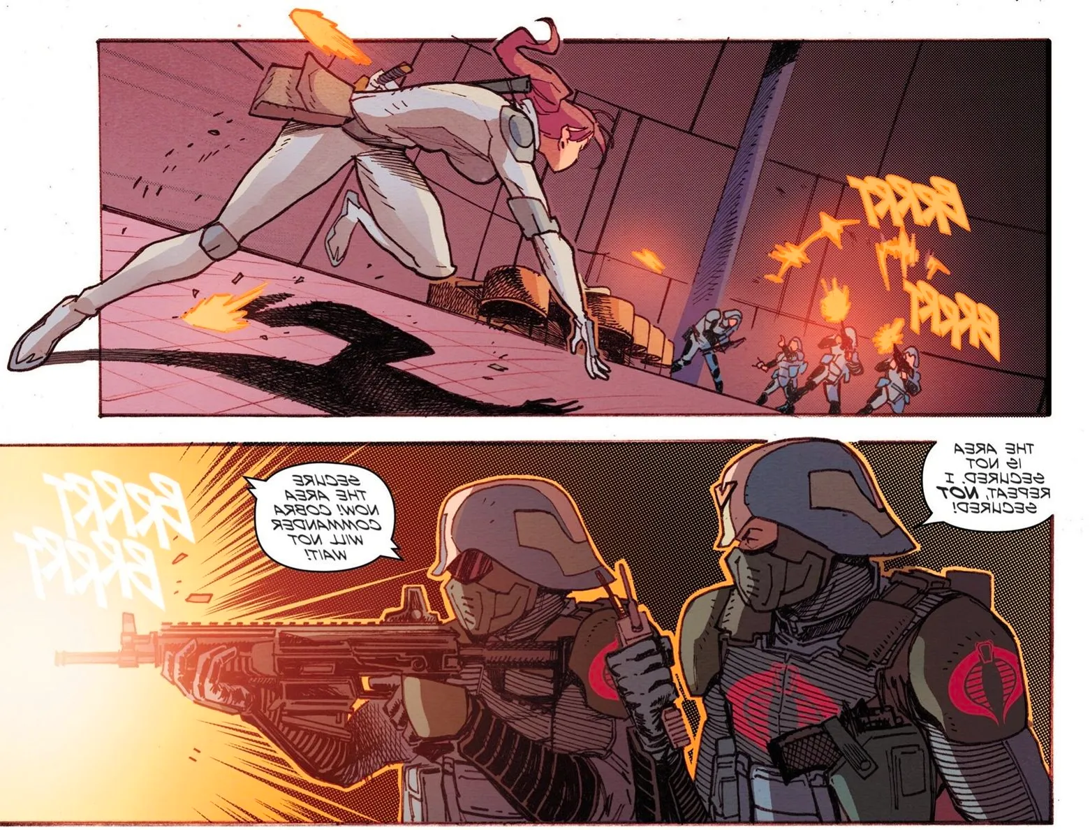 Scarlett #4 Cobra Troopers enter the Sato building to fight Scarlett & the Arashikage Image