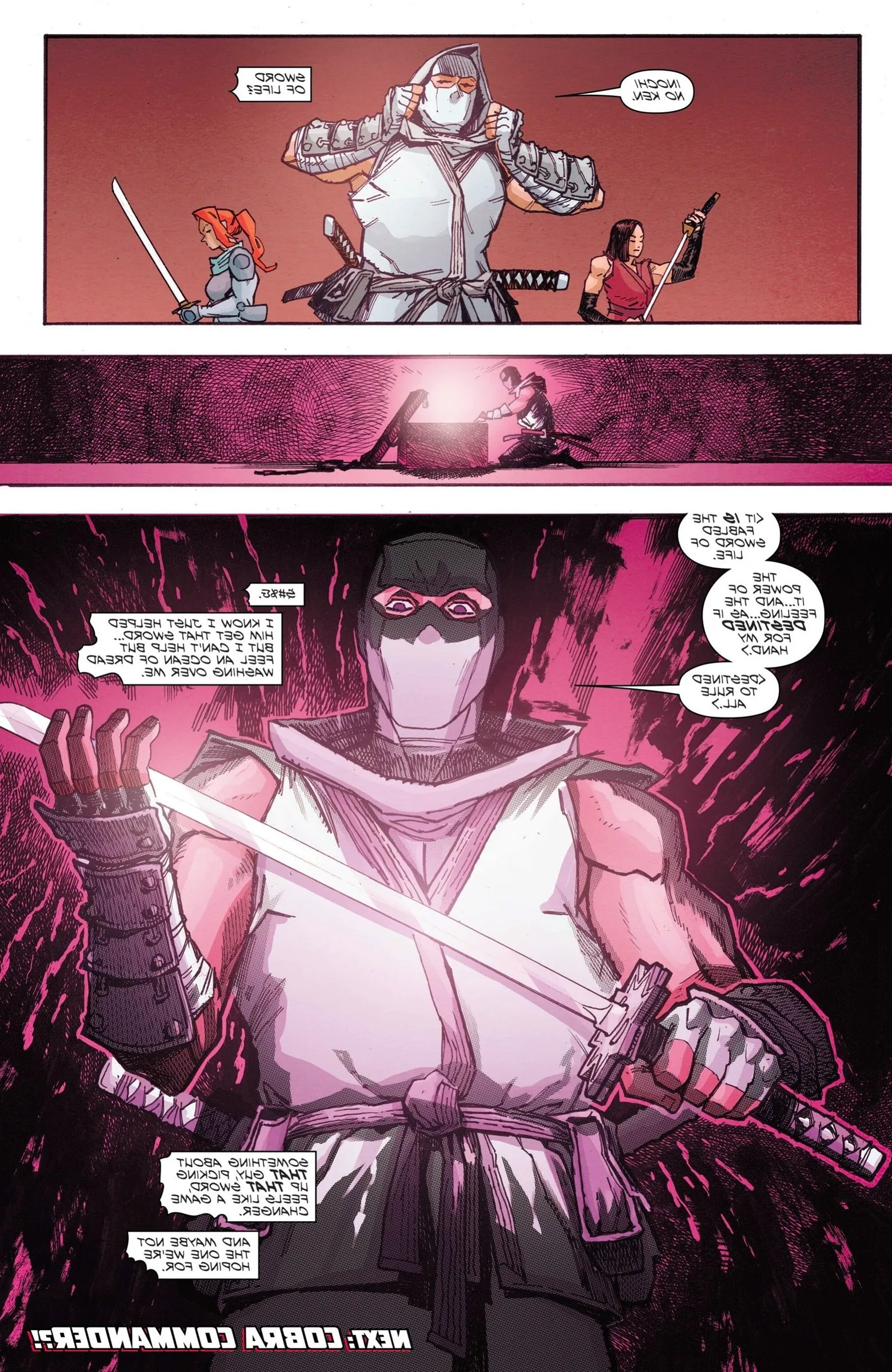 Scarlett #4 ,Storm Shadow unboxes the powerful sword Inochi No-Ken, or 