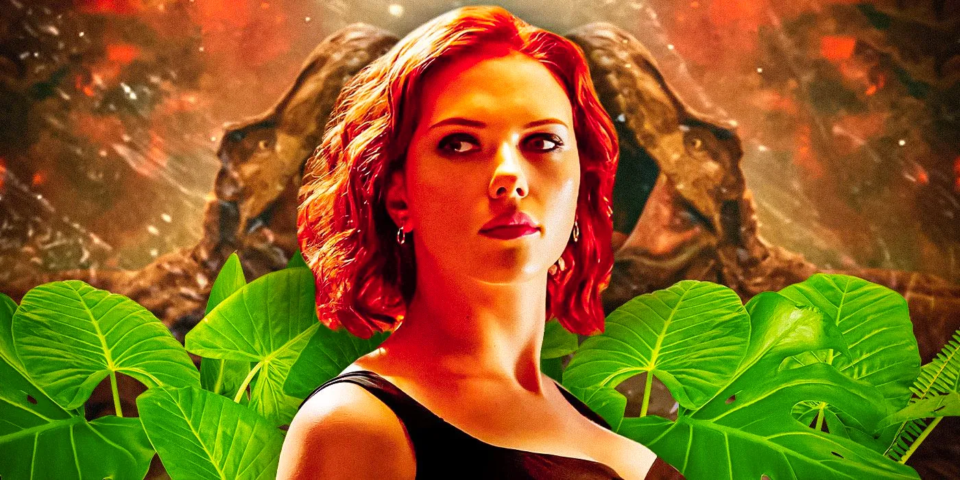 Scarlett-Johansson-from-The-Avengers-Movie-with-Jurassic-World-Imagery Image