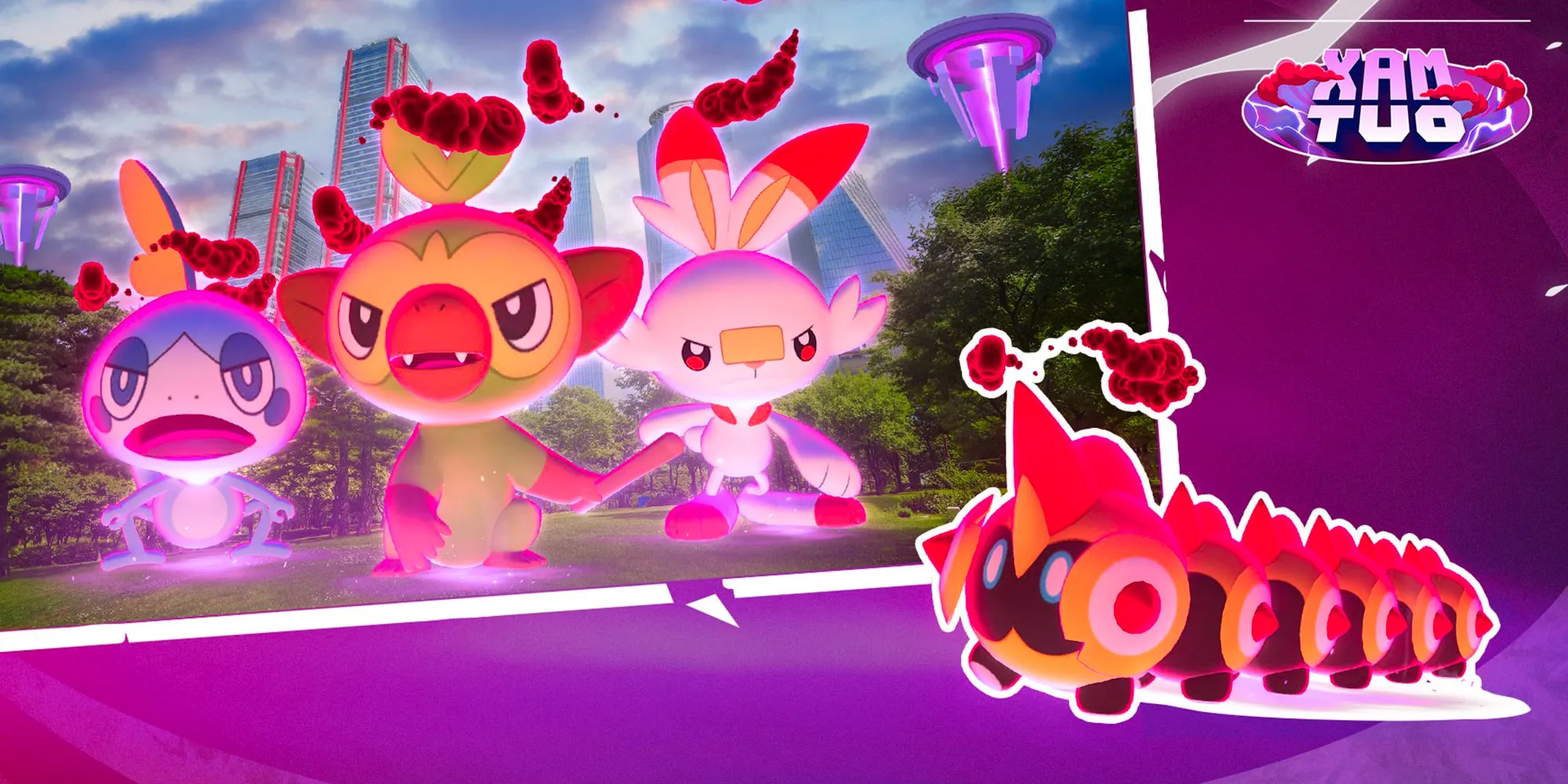 Scorbunny, Grookey, Sobble, and Falinks appearing in Max Raid Battles in Pokemon GO Image