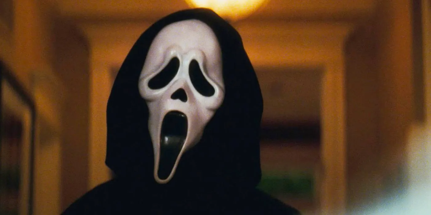 Scream 4's version of Ghostface in a hallway Image