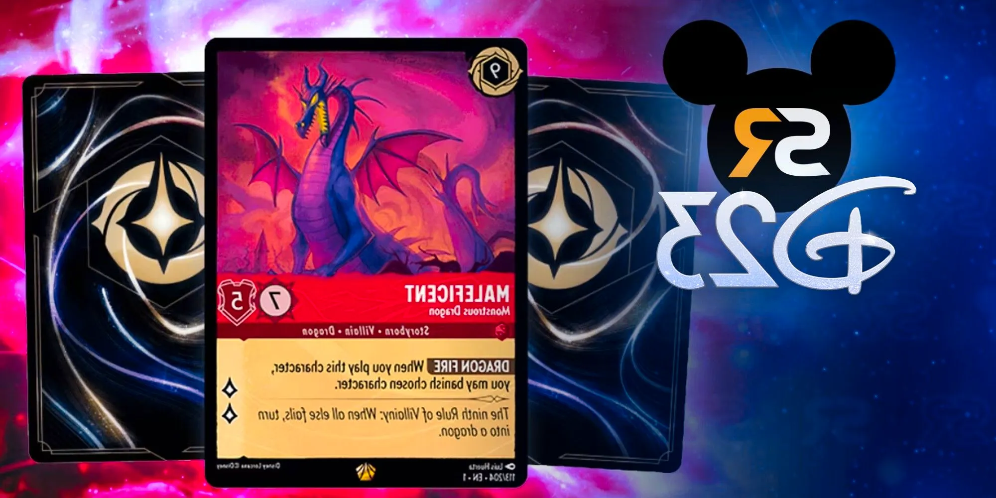 Screen Rant and D23 Logos With Lorcana cards Image