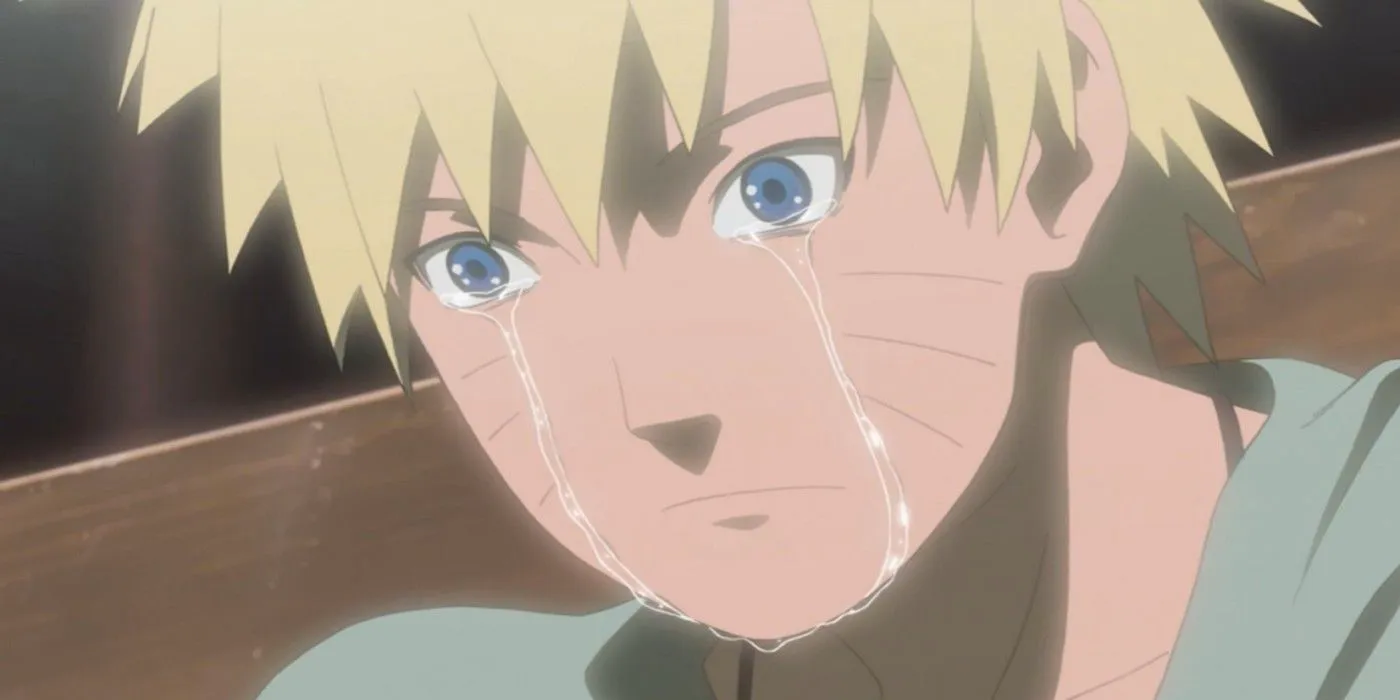 Screenshot of Naruto crying after finding out about Jiraiya's death. Image