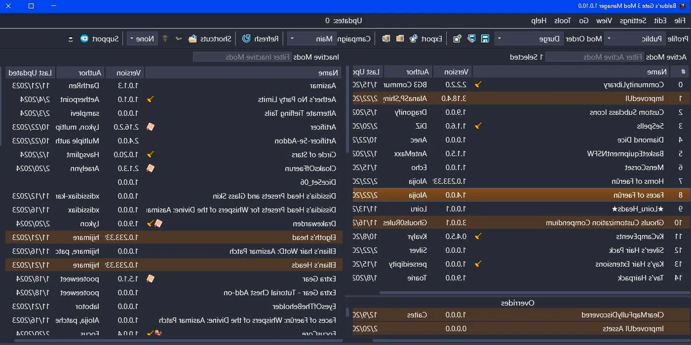Screenshot of the Baldur's Gate 3 Mod Manager Image