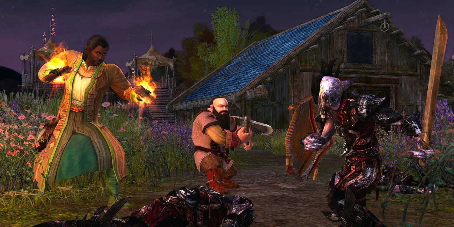 Screenshot of two Lord of the Rings Online characters in battle Image