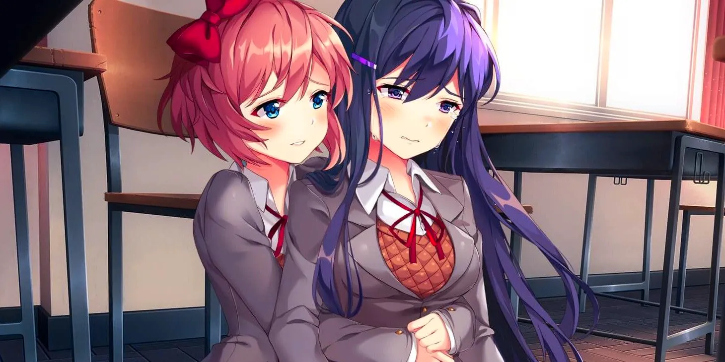 Screenshot of Yuri and Sayori in Doki Doki Literature Club Plus Image