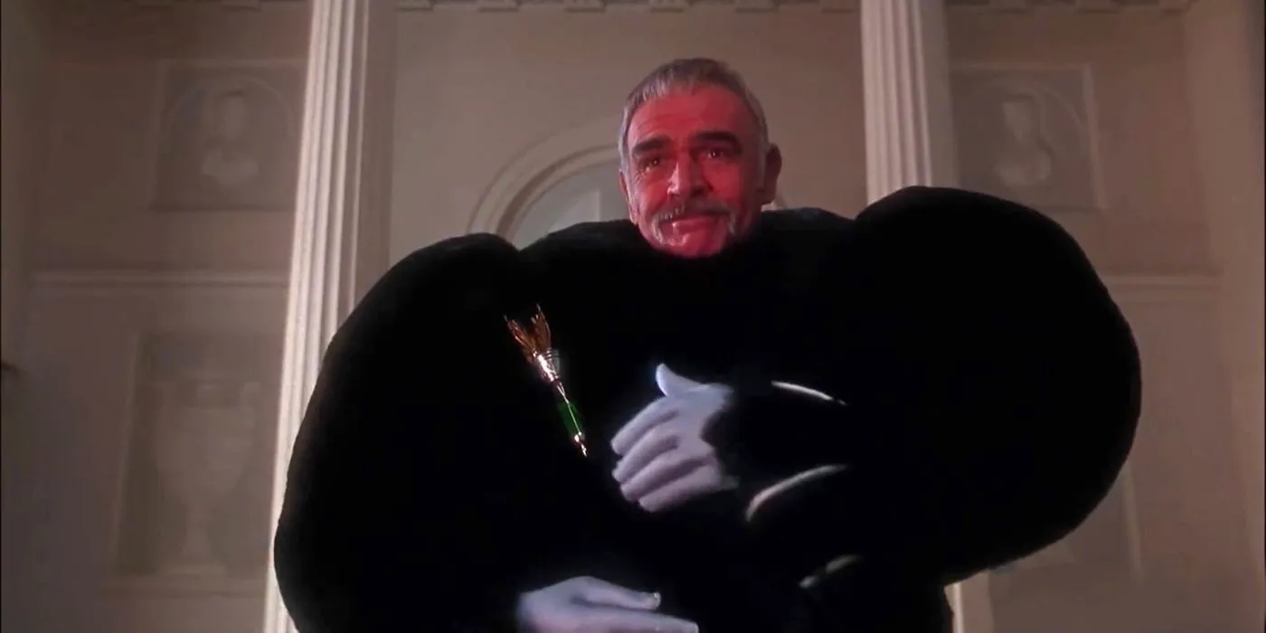 Sean Connery as Sir Wynter wearing a teddy bear suit in The Avengers 1998 Image