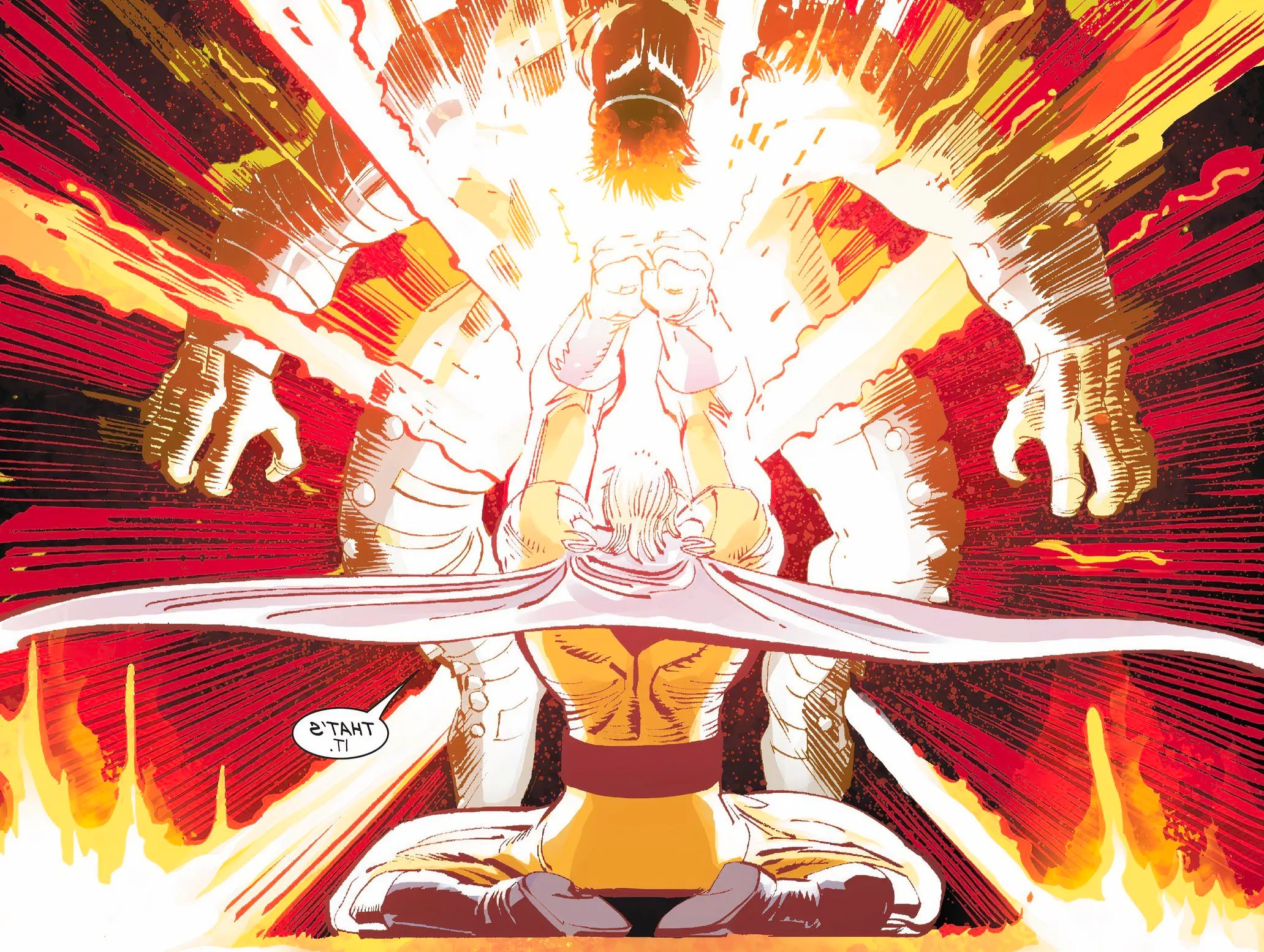 Sentry defeats Hulk with an extreme amount of power. Image