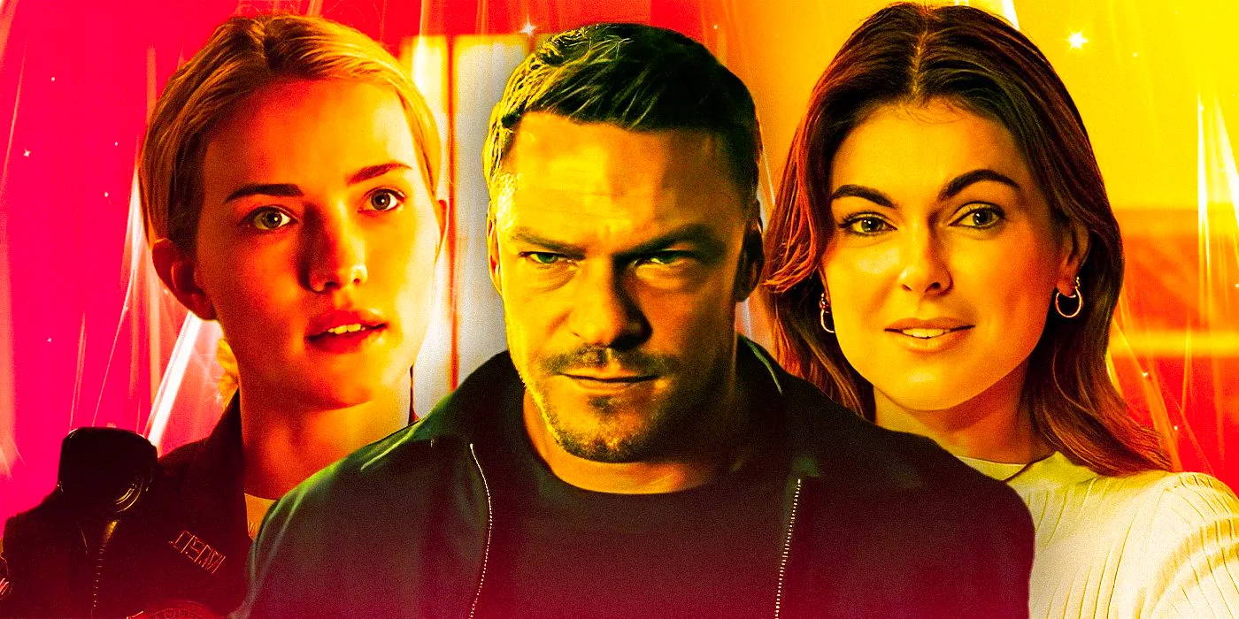 Serinda Swan as Karla Dixon, Alan Ritchson as Jack Reacher, and Willa Fitzgerald as Roscoe in Amazon's Reacher Image