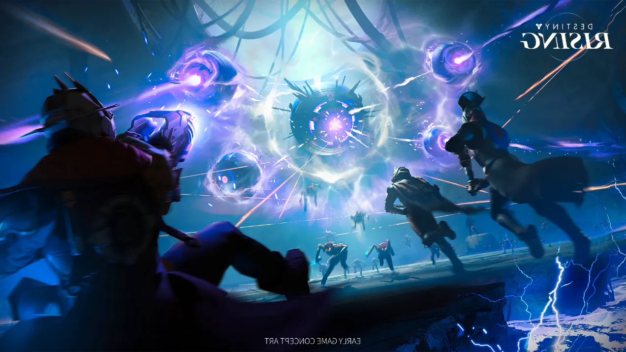 Several characters fighting large floating orbs in Destiny: Rising. Image