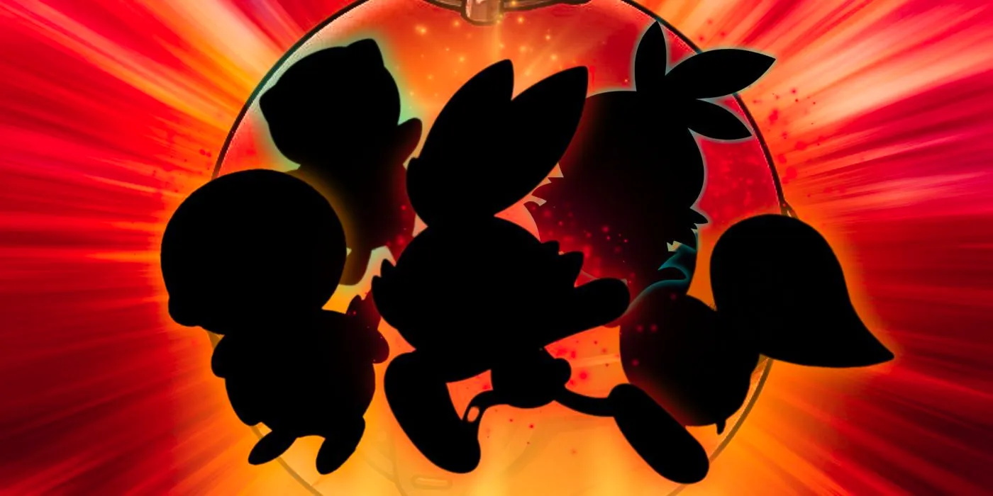 Shadows of Snivy, Piplup, Scorbunny, Oshawott, and Torchic Image