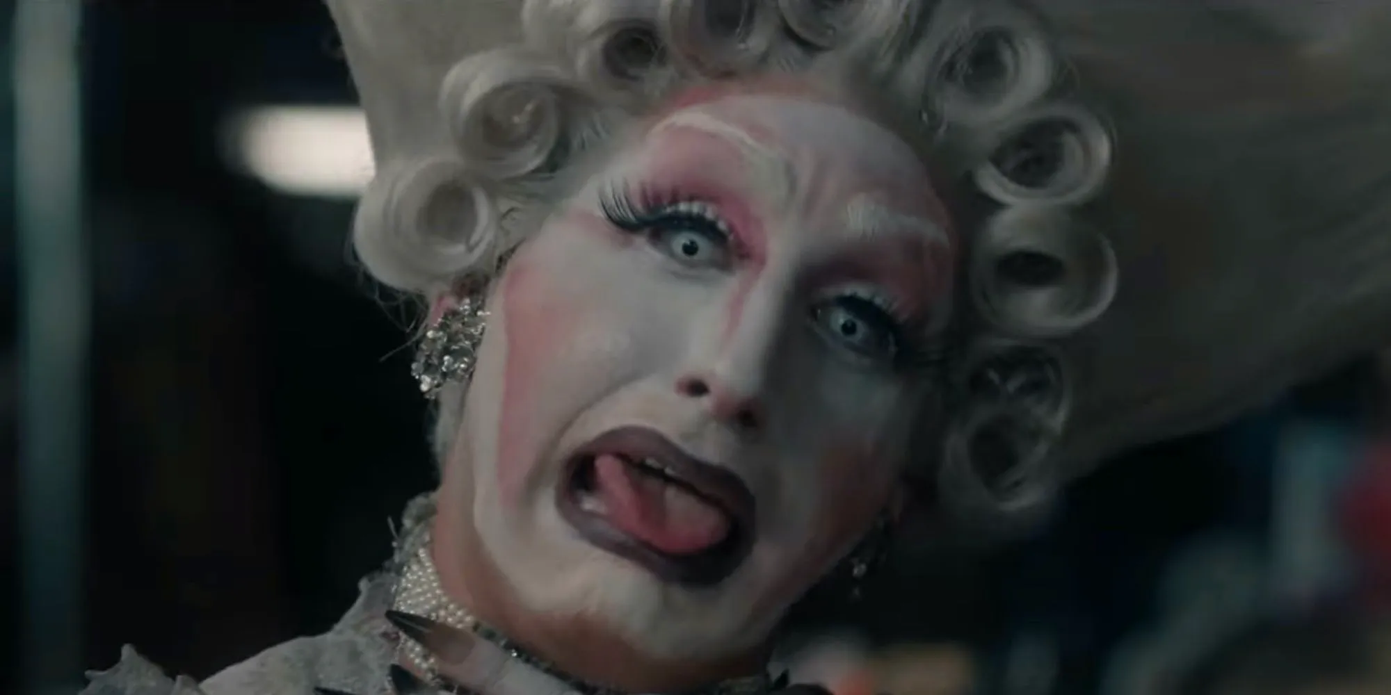 Shelby making a funny face in makeup in American Horror Stories. Image