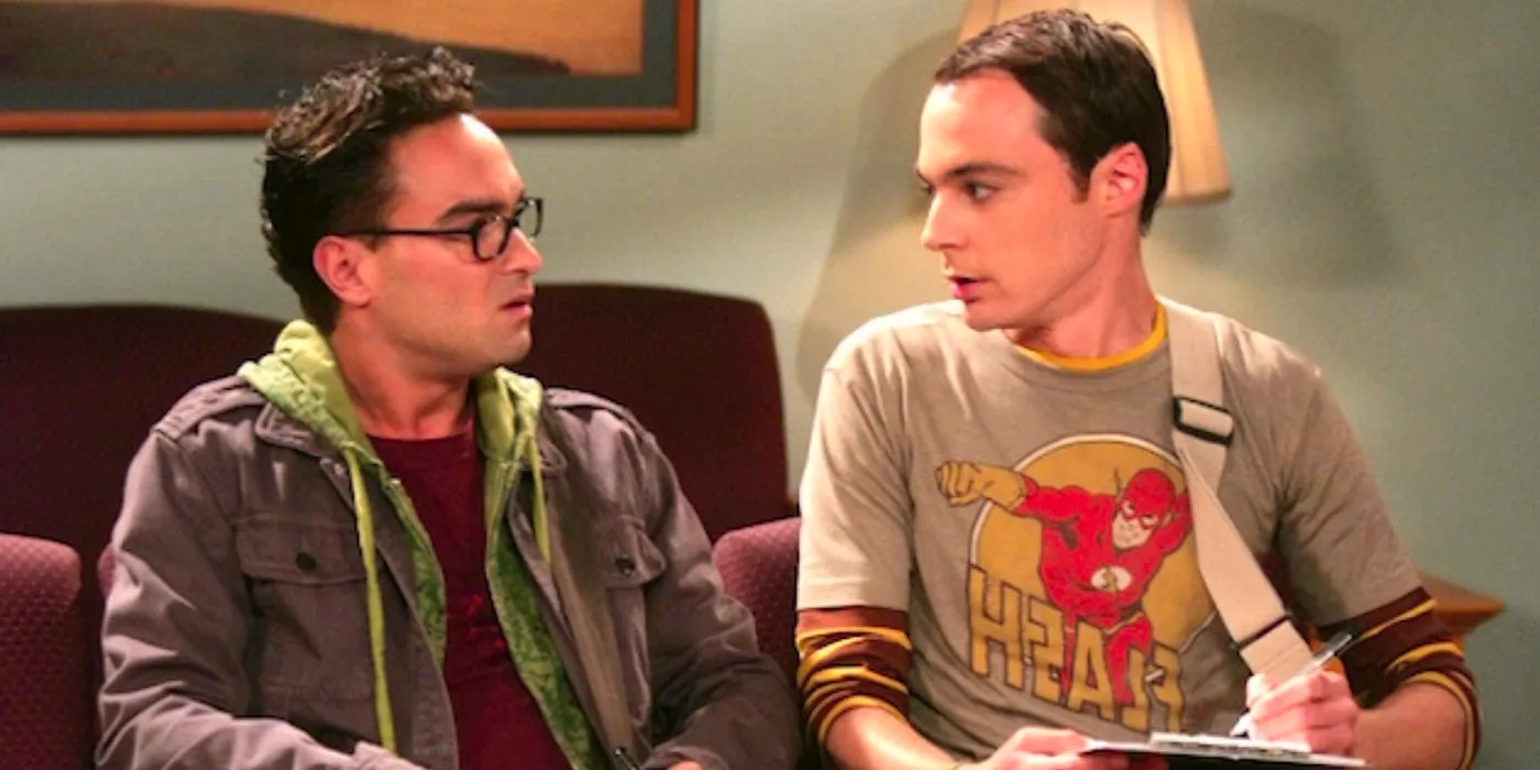 Sheldon and Leonard sitting side by side in the office on TBBT Image