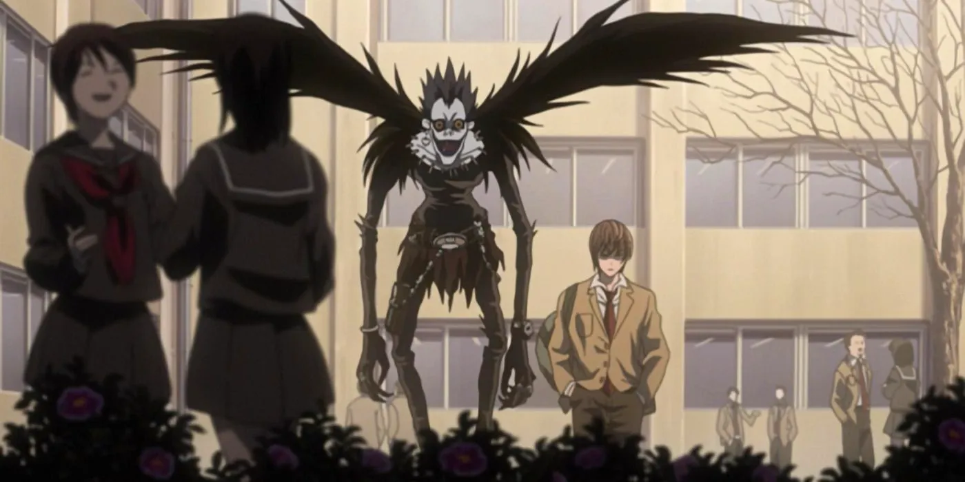 Shinigami Ryuk follows Light Yagami around in Death Note Image