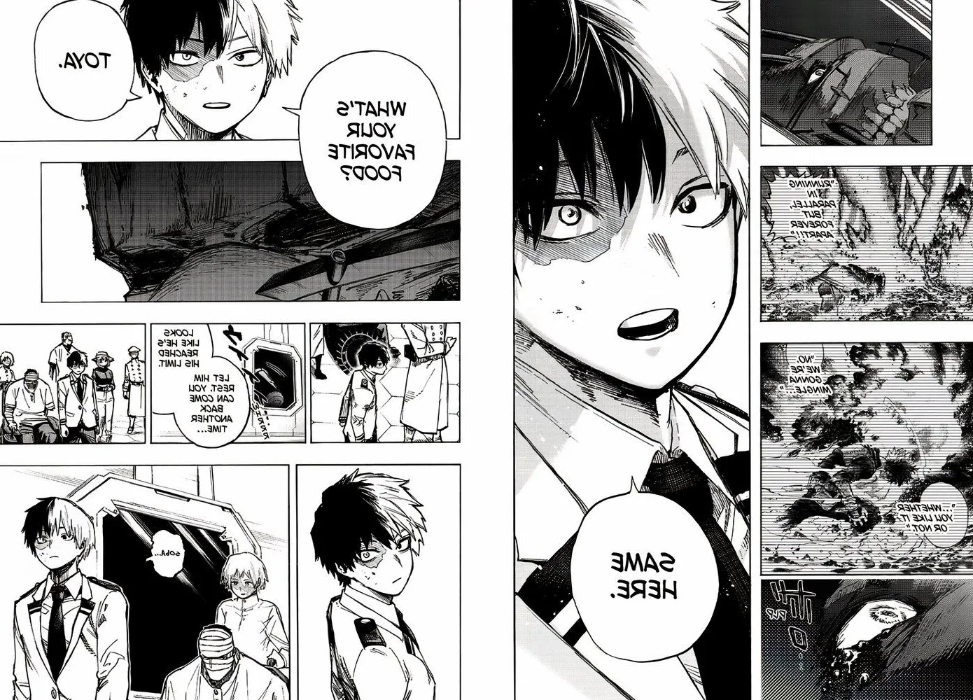 shoto asks toya what his favourite food is in m,y hero academia to which dabi says soba Image