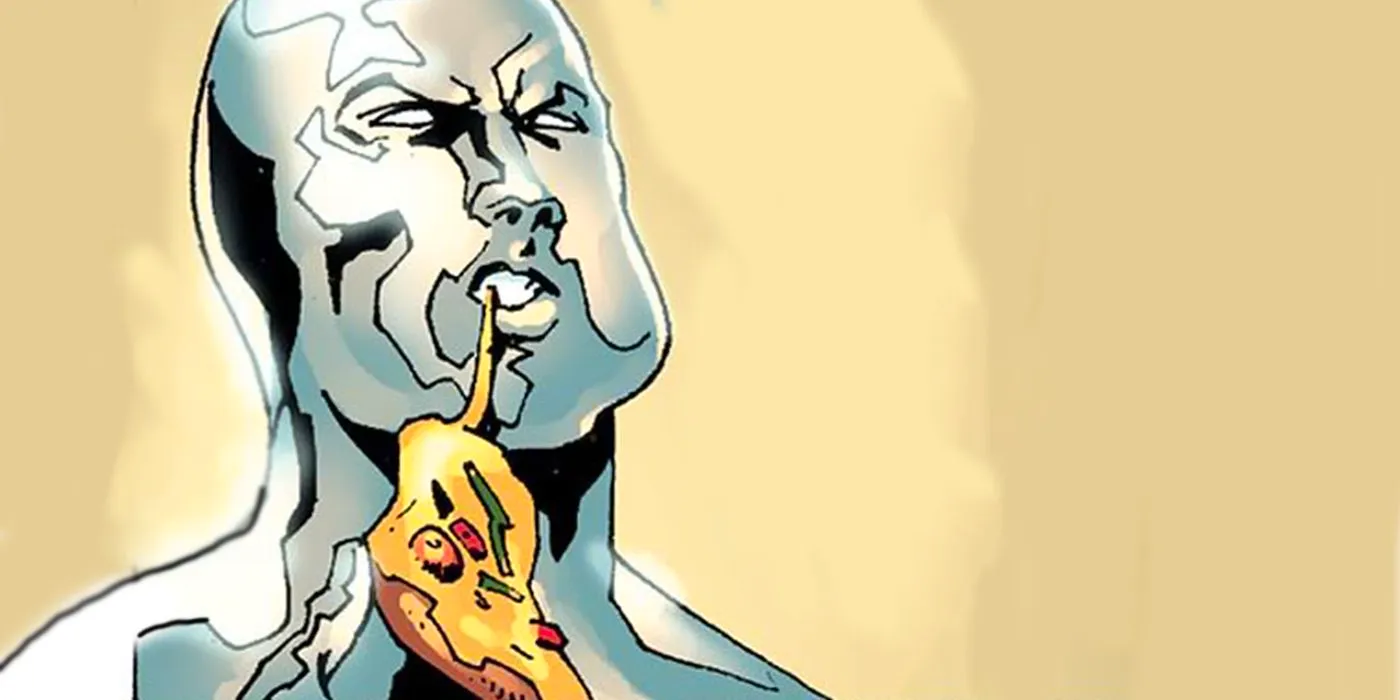 Silver Surfer Eating Pizza Image