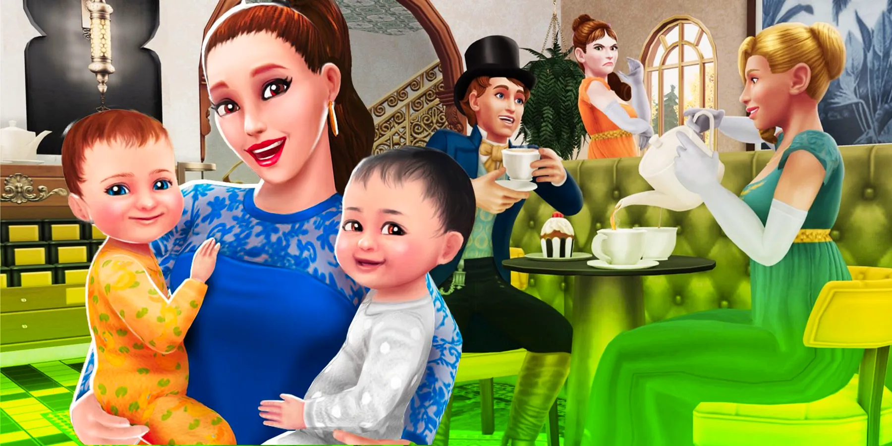 Sims & Simsibility Update showing off a mom and her Sims babies. Image