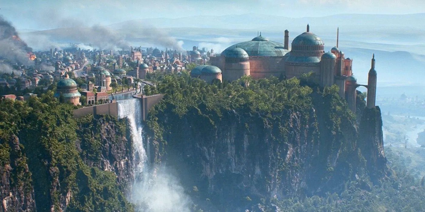 Skyline of Theed, the capital of Naboo in Star Wars: Episode I - The Phantom Menace. Image