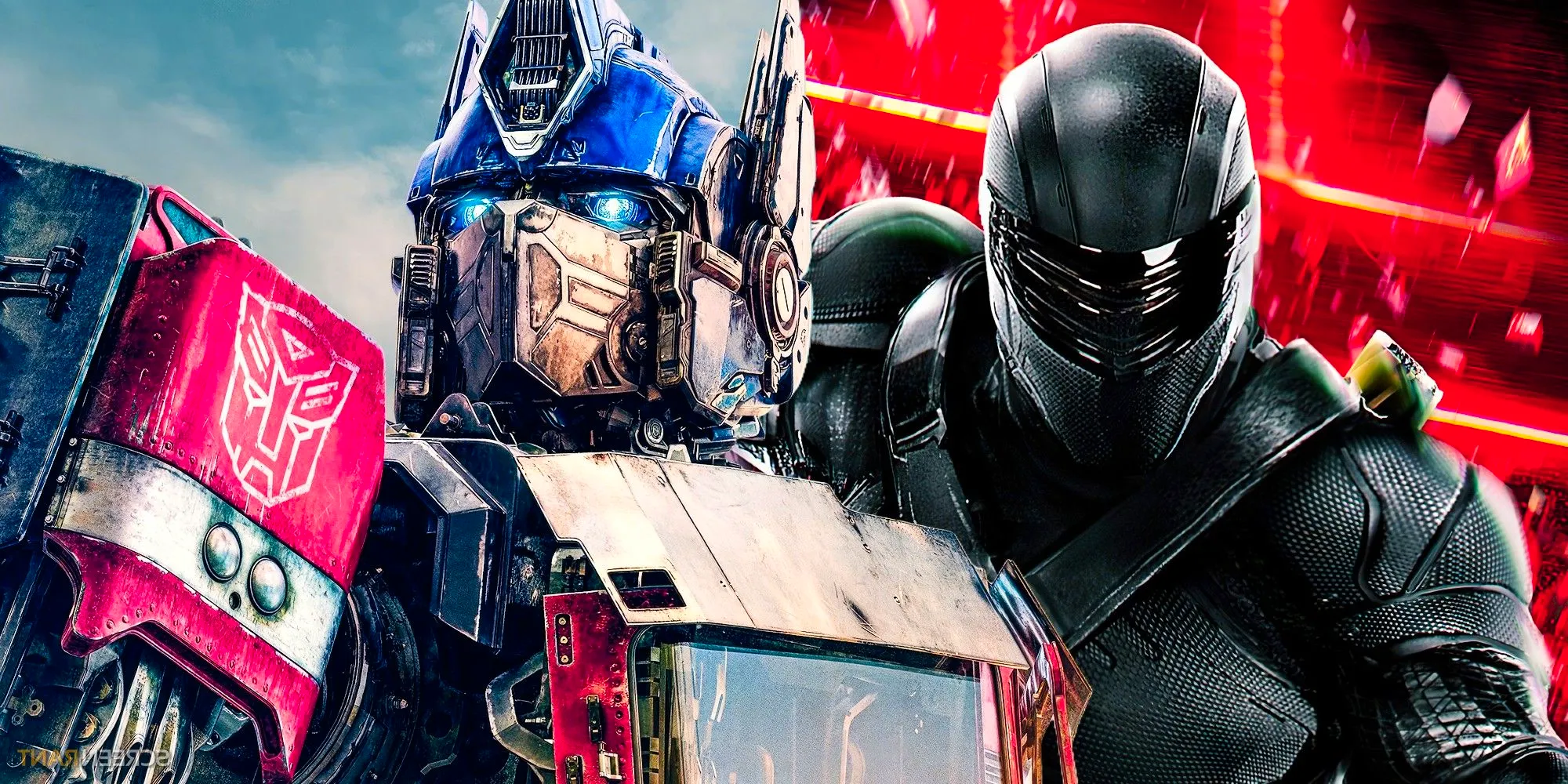 Snake Eyes and Optimus Prime in Transformers Rise of the Beasts Image