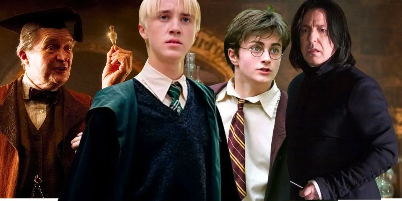 Snape, Draco, and Slughorn in Harry Potter. Image