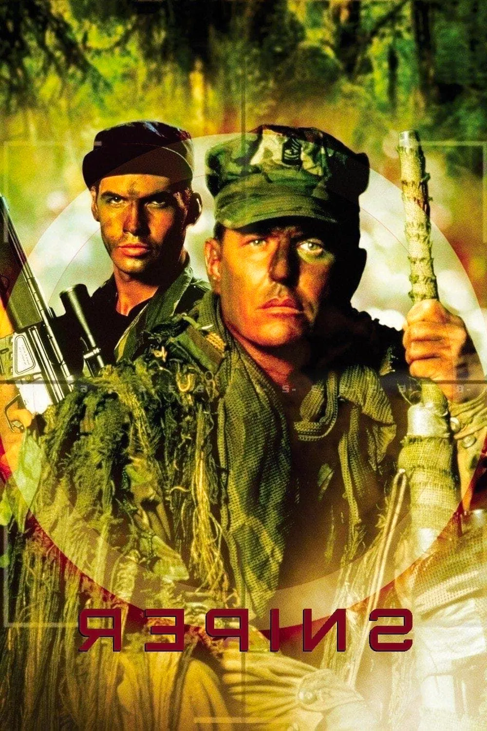 Sniper 1993 Movie Poster Featuring Scout Snipers in the Jungle Image