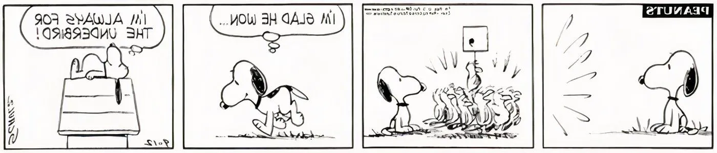 Snoopy commenting on the birds choosing a new leader. Image