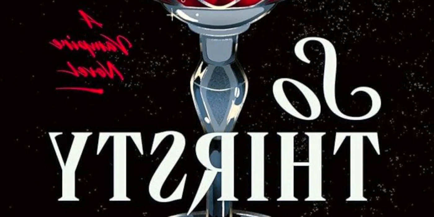 So Thirsty Cover featuring the stem of a glass and the title text in white Image