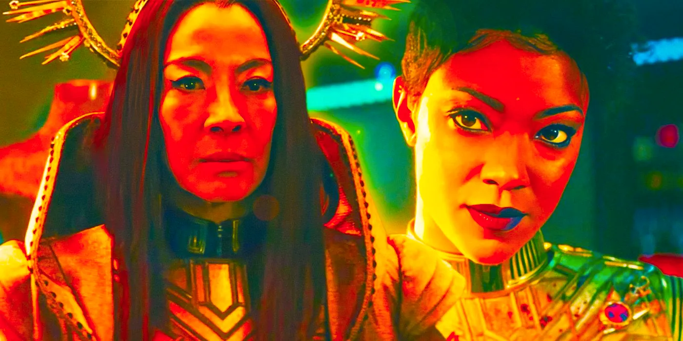 Sonequa Martin-Green and Michelle Yeoh looking evil as Mirror Bunrham and Emperor Georgiou Image