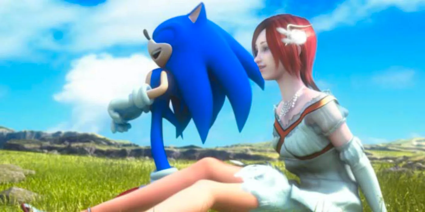 Sonic and Elise Sit in a Field Sonic 06 Image