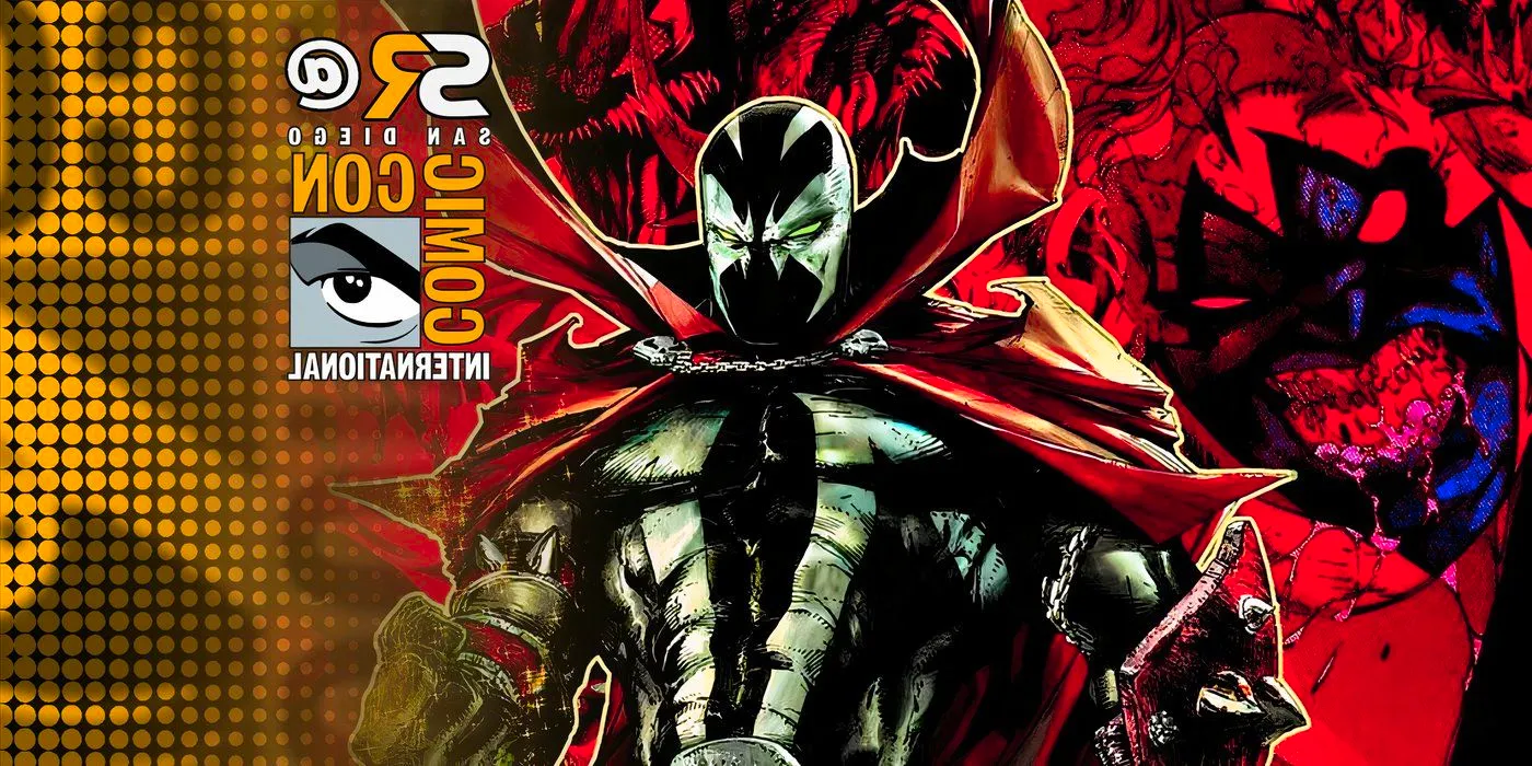 Spawn with the Violator and other characters behind him with SDCC overlay Image