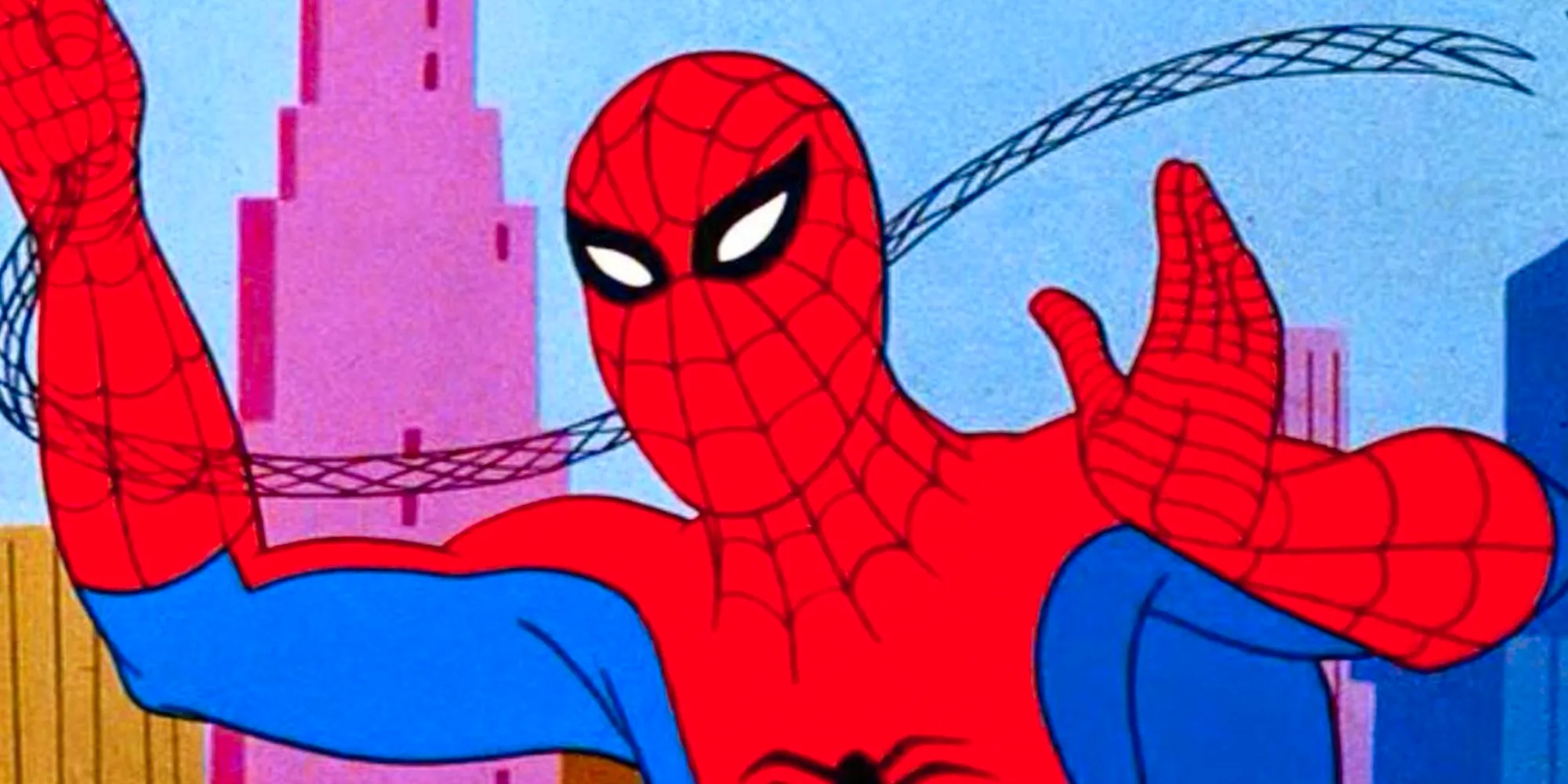 Spider-Man swinging through New York in the 1960s Spider-Man cartoon Image