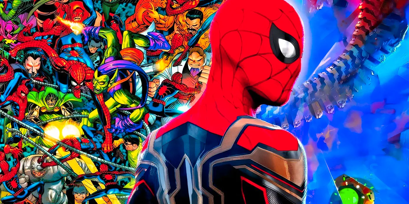 Spider-Man with every one of his Marvel Comics villains behind him. Image