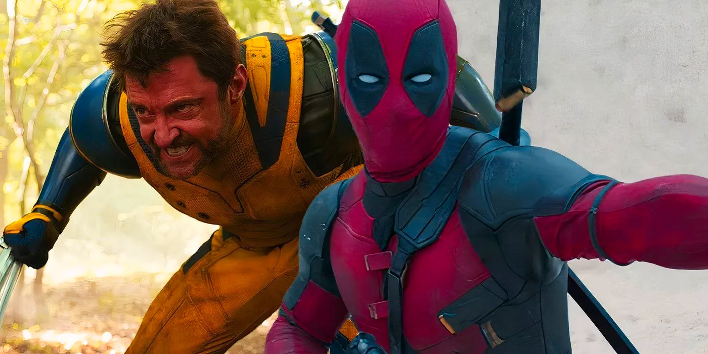 Split image of Deadpool and Wolverine fighting in Deadpool and Wolverine Image