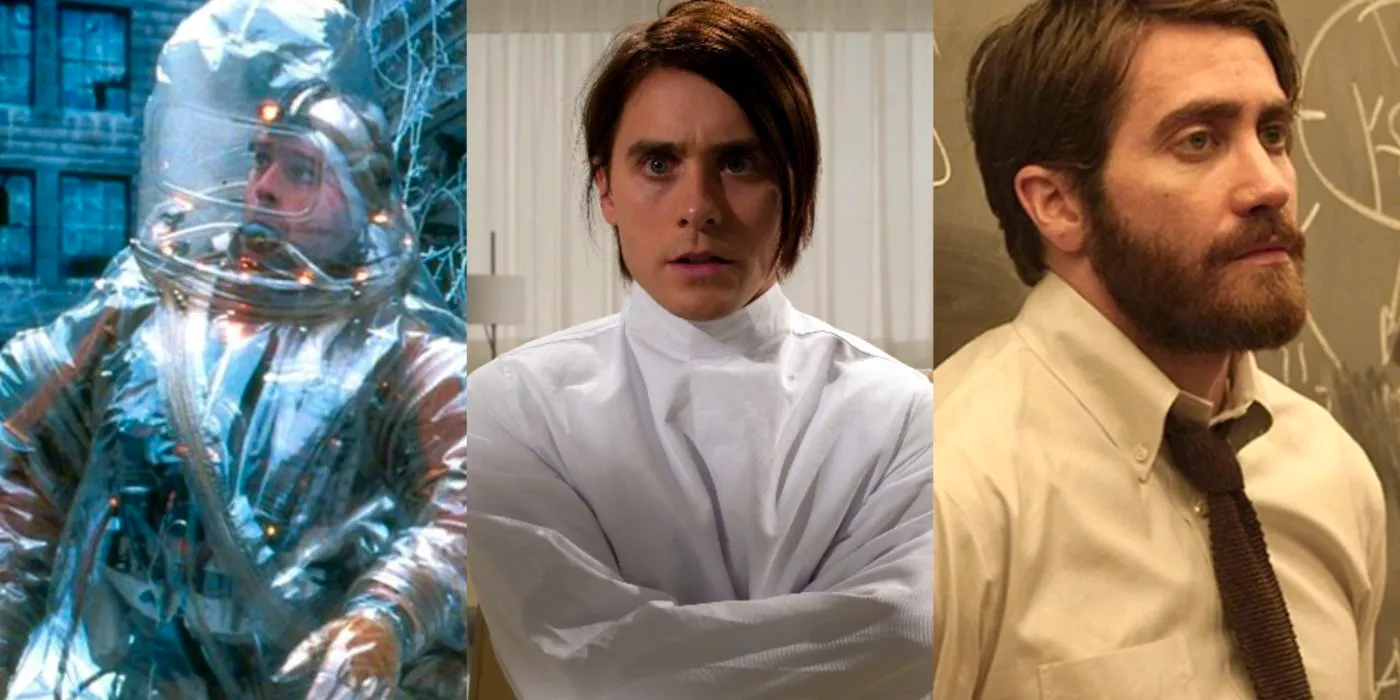 Split image of Jake Gyllenhaal in Enemy, Jared Leto in Mr. Nobody, and Brad Pitt in 12 Monkeys Image