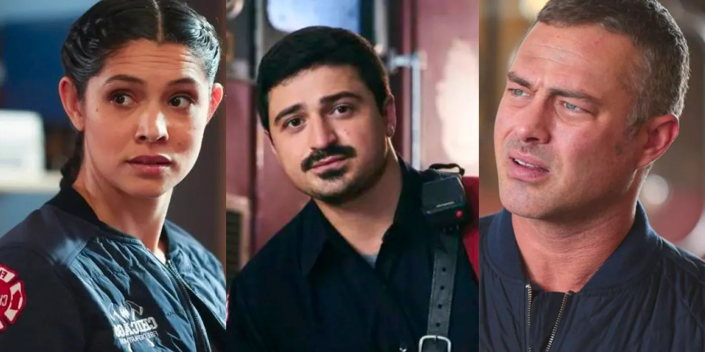 Split image of Kelly Severide, Otis and Stella Kidd Image