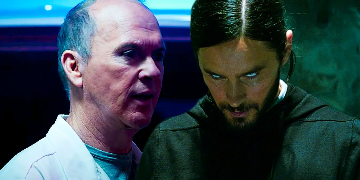 Split image of Morbius looking menacing and Vulture looking uncertain Image