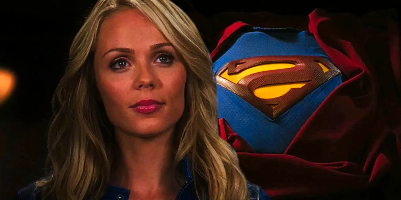 Split image of Smallville Supergirl and Superman suit Image