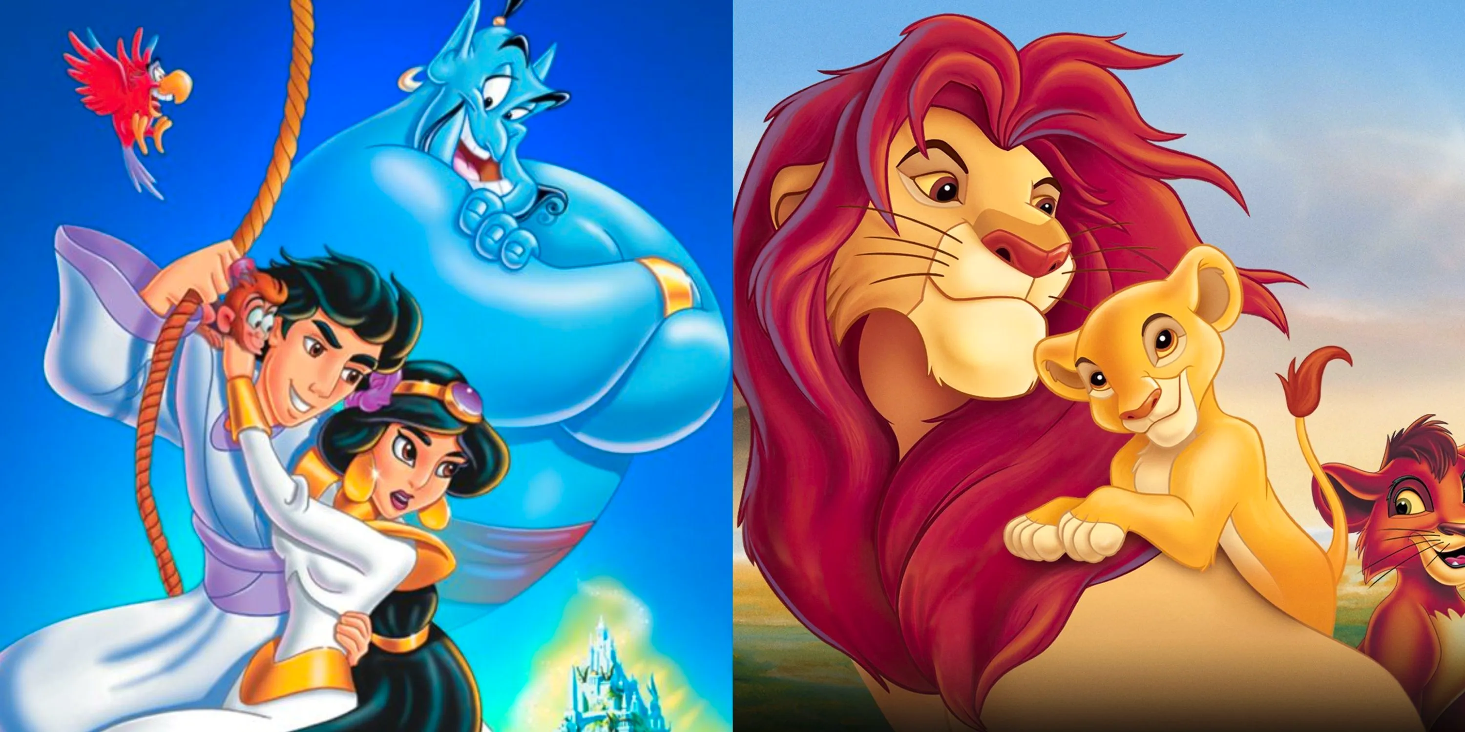 Split image of the Lion King and Aladdin sequels Image