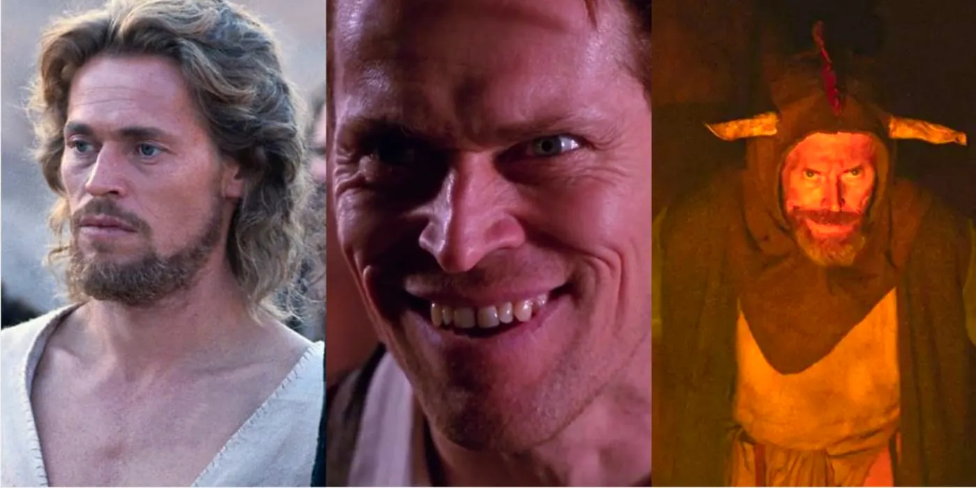 Split image of Willem Dafore in The Northman, Spider-Man, and The Last Temptation of Christ Image