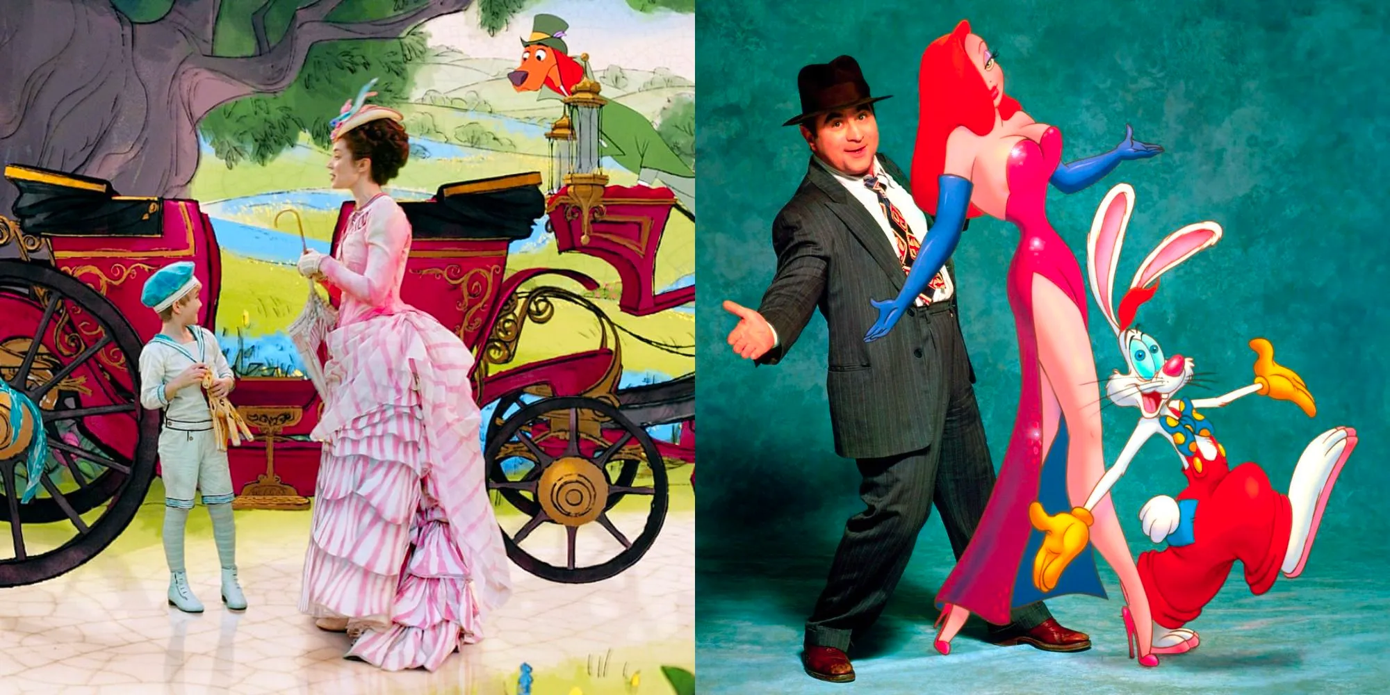 Split image showing characters from Who Framed Roger Rabbit and Mary Poppins Returns Image