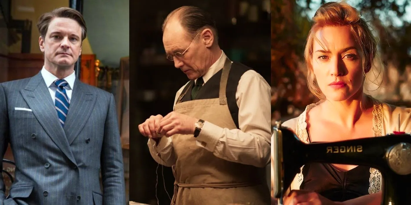 Split images of stills from The Dressmaker, The Outfit, and Kingsman Image