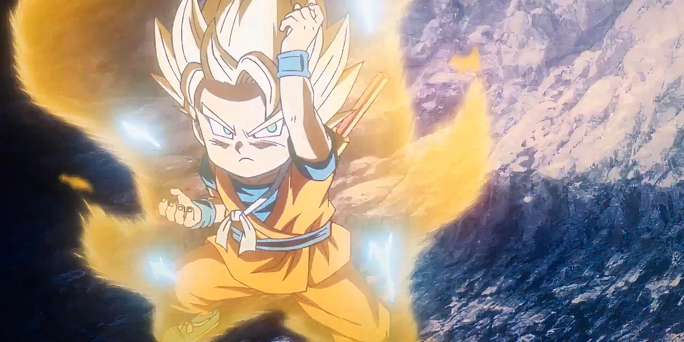 SSJ2 Goku preparing a Kamehameha in Dragon Ball Daima. Image