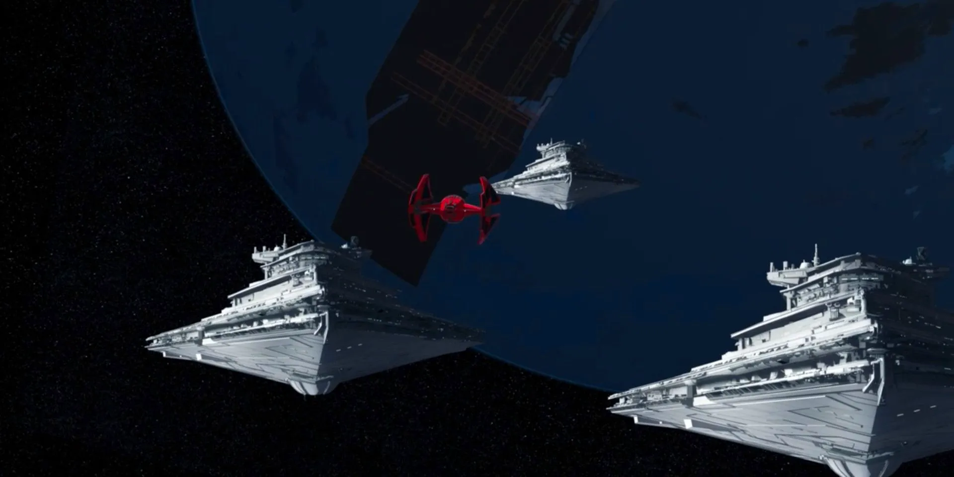 Star Destroyers loom during the First Order-Resistance war Image